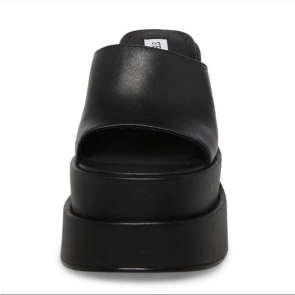 Steve Madden Cagey Black Slip On Double Stacked Platform Heels New With Box - Picture 3 of 6